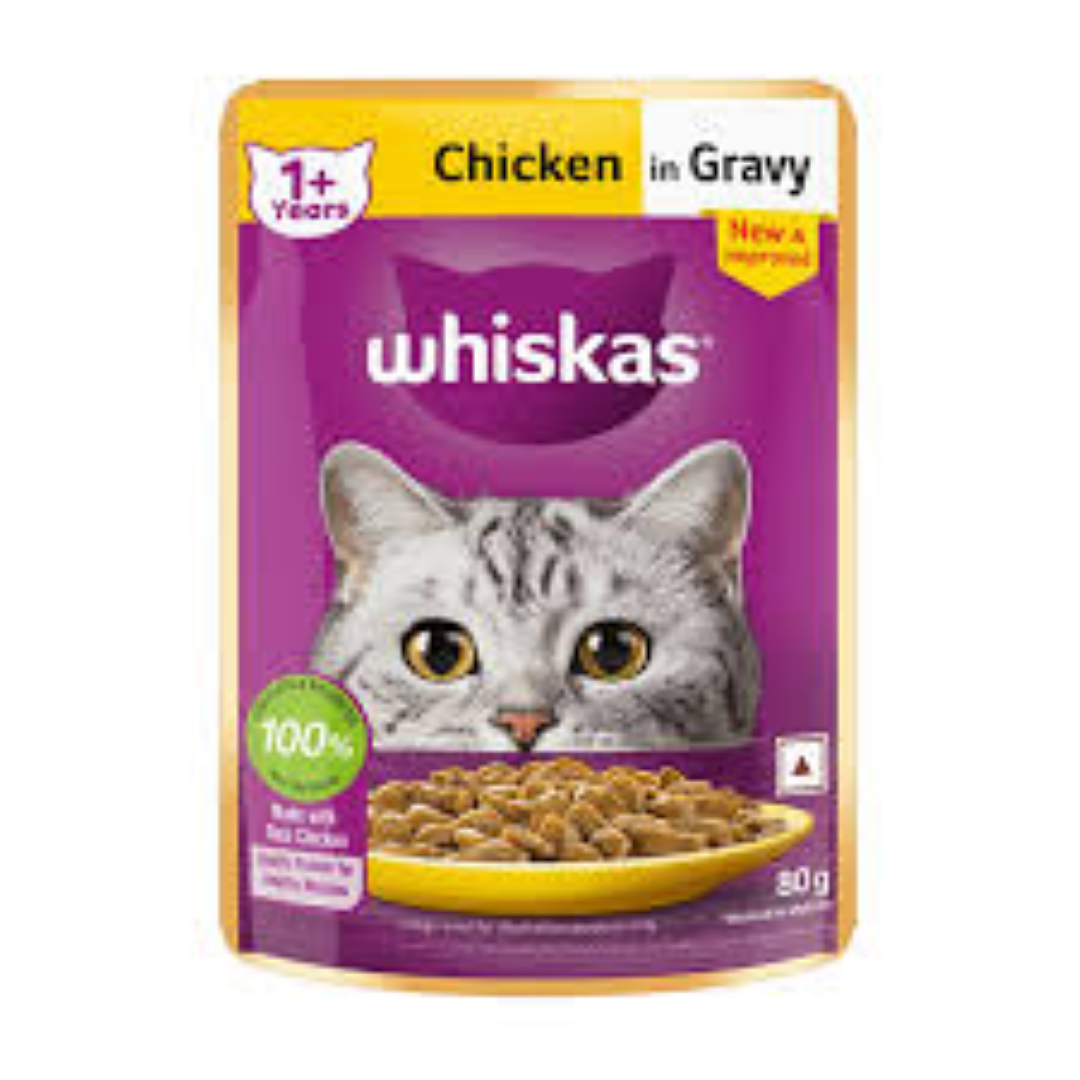 WHISKAS POUCH ADULT CHICKEN IN GRAVY 85G